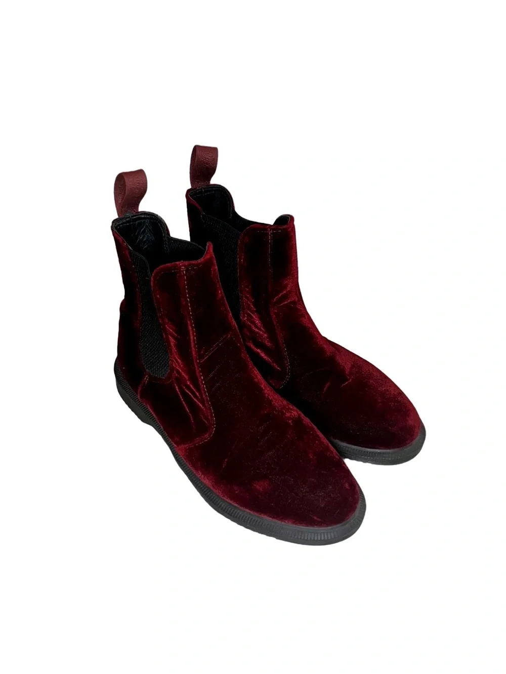 Dr. Martens Burgundy Velvet Chelsea Women's Ankle Boots Size 8